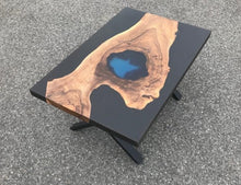 Load image into Gallery viewer, Walnut coffee table with translucent blue
