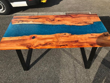 Load image into Gallery viewer, Handcrafted Yew River Dining Table in Poisedons Blue
